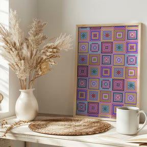 Colorful digital grandma squares I Poster