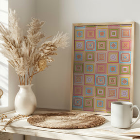 Colorful digital grandma squares III Poster