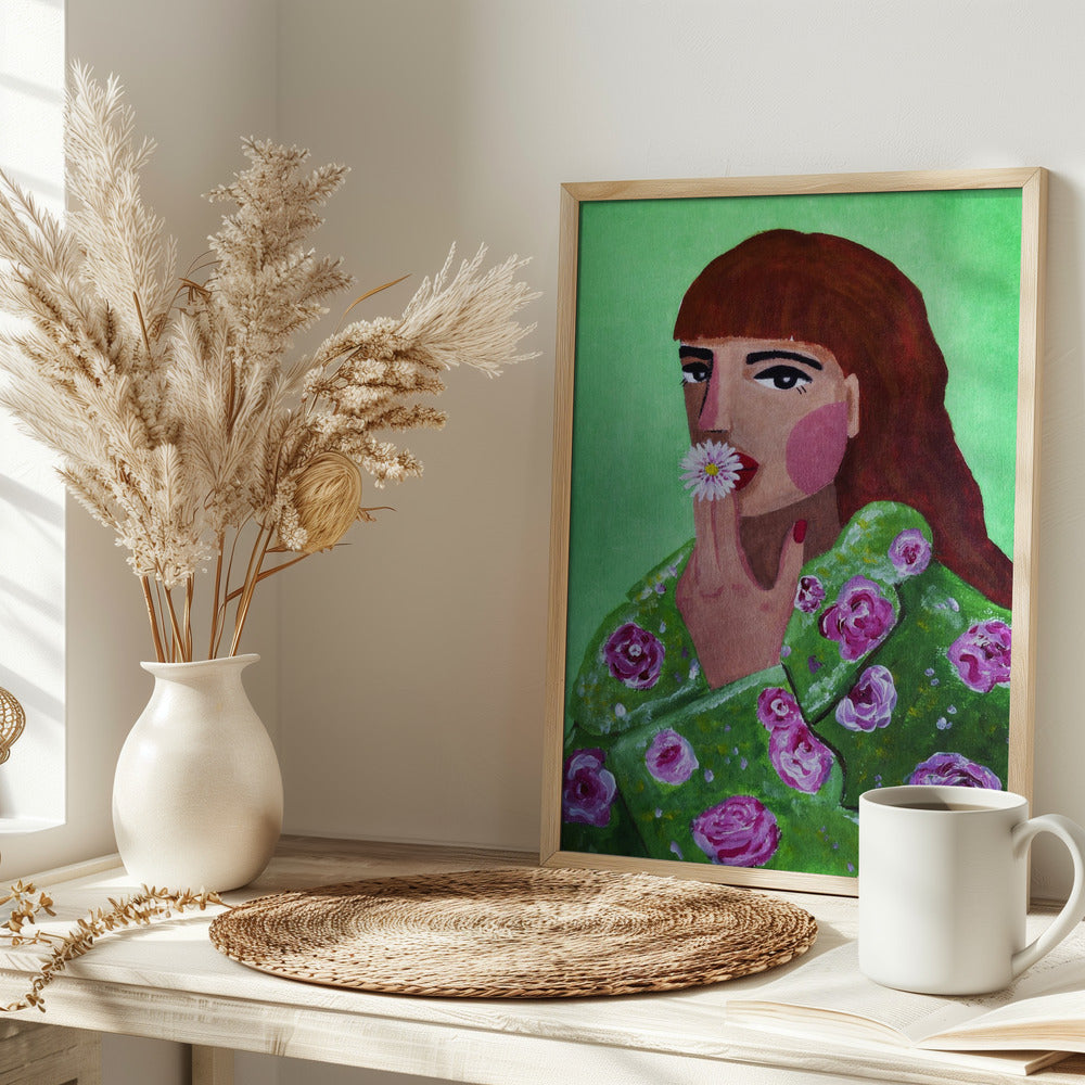 Woman Smoking a Flower Poster