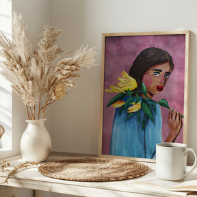 Woman With Lily Poster