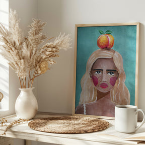 Woman With Peach Poster