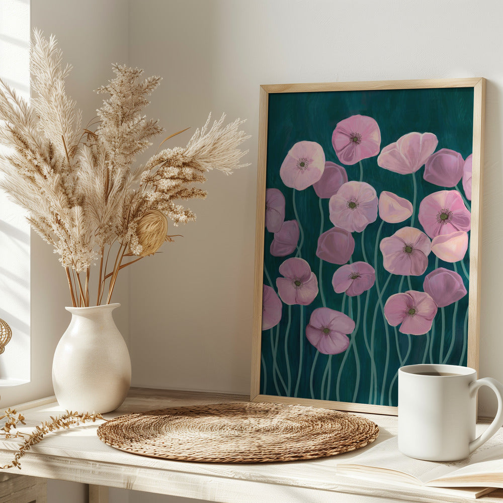 Pink poppies Poster