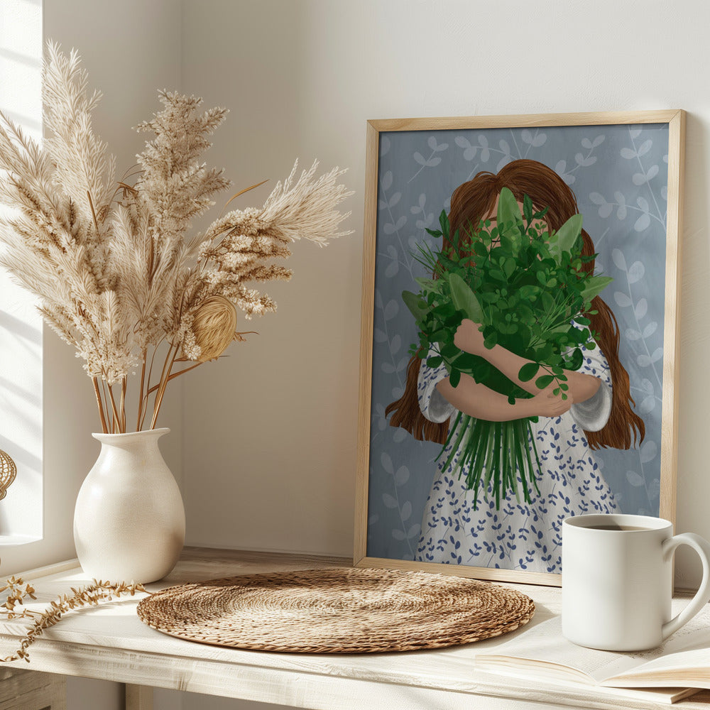 Girl with posy Poster