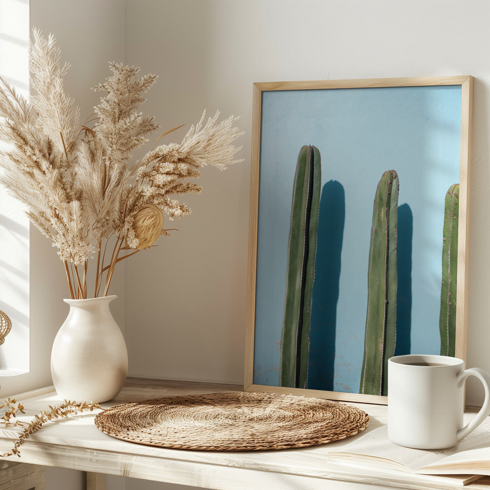 Cacti on Light Blue | Oaxaca Mexico Poster