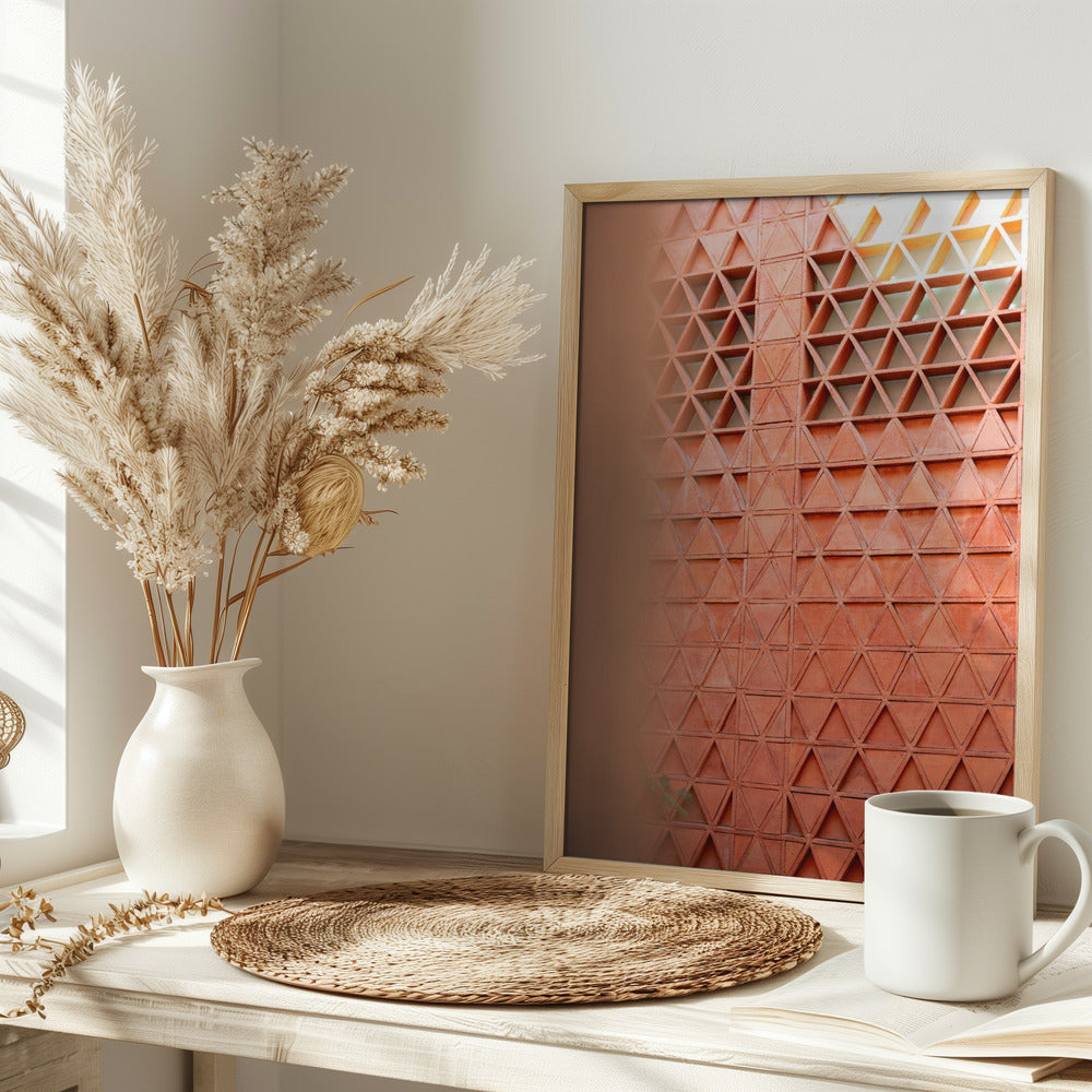 Coral details of Oaxacan Architecture in Mexico Poster