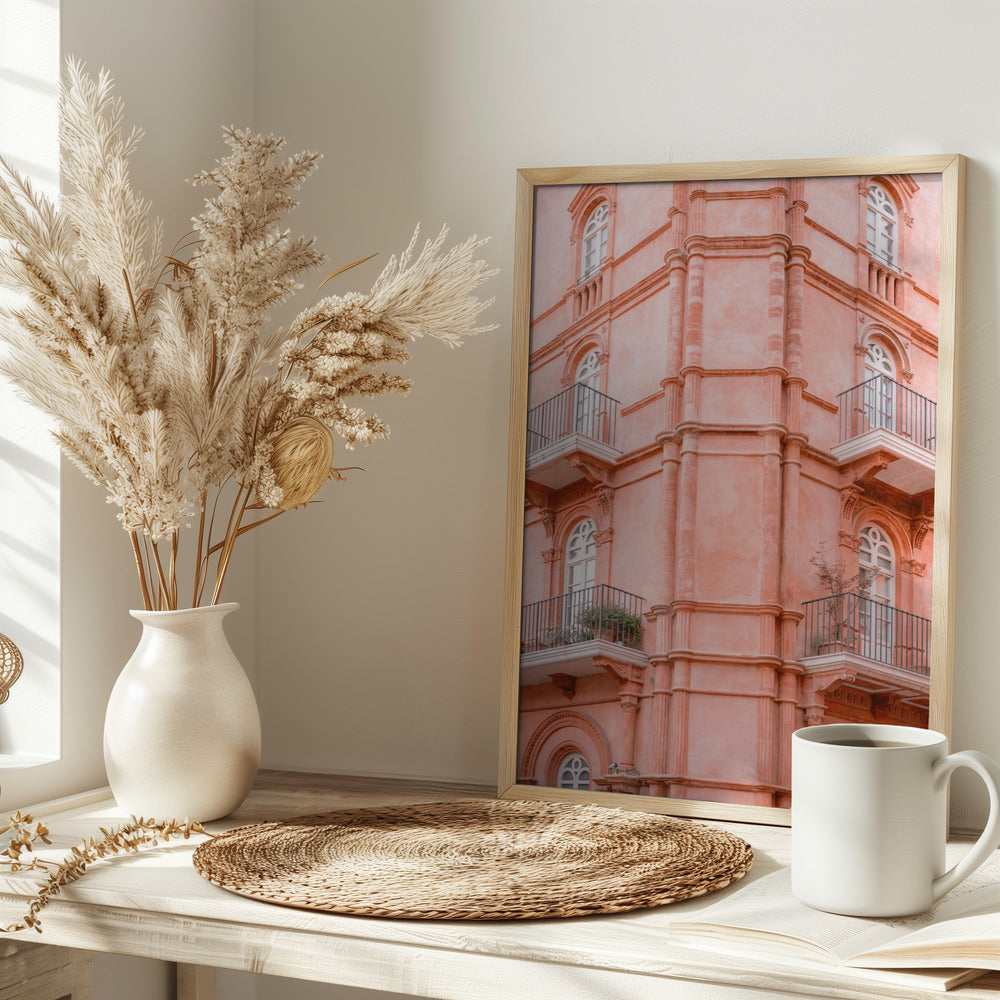 Pastel Pink Umbria | Italy travel photography Poster