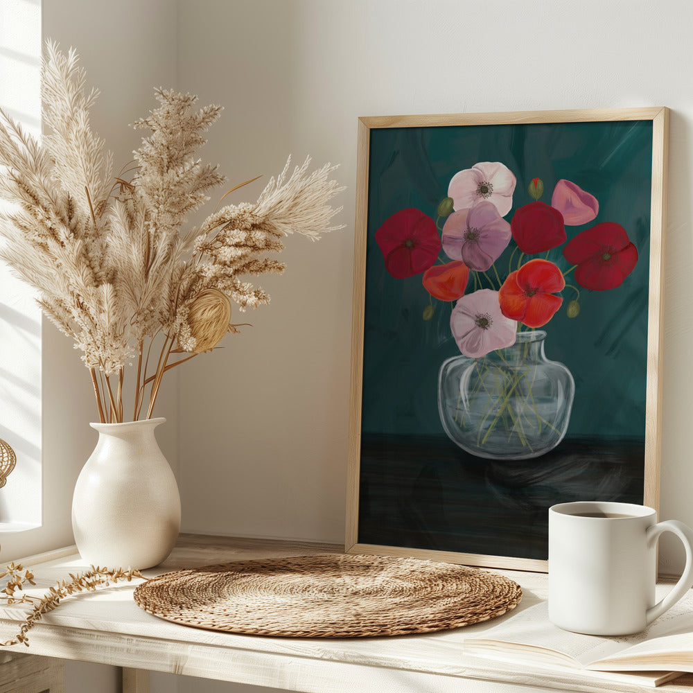 Vase with poppys Poster