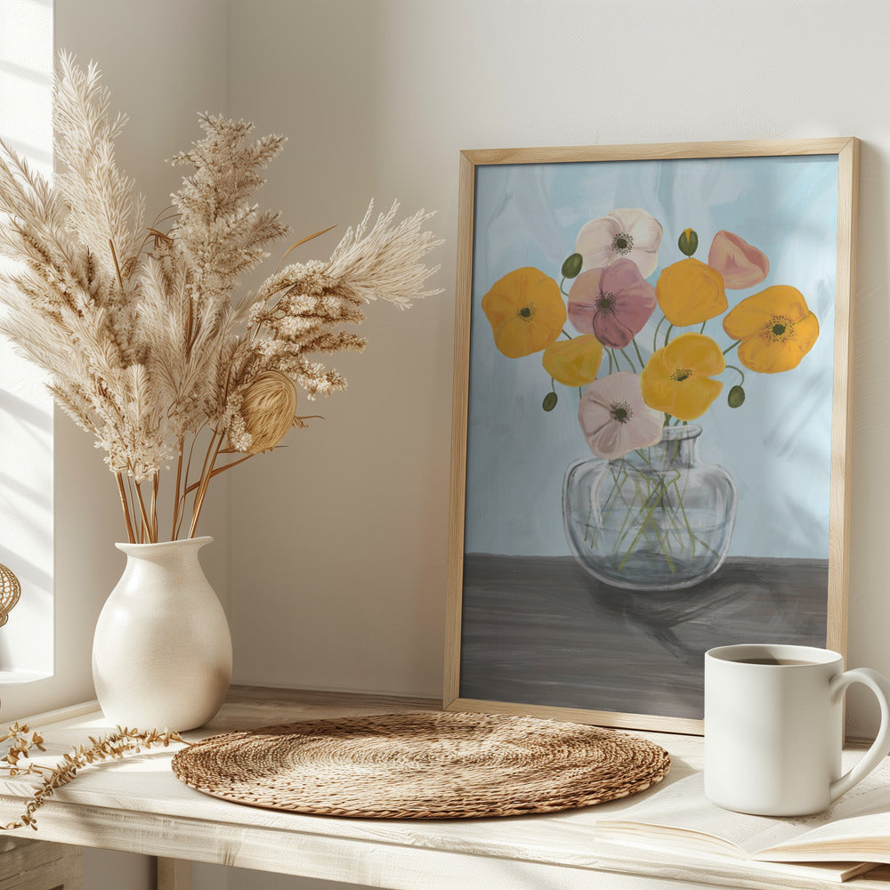 Vase with poppys Poster