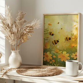 Bees and Flowers Poster