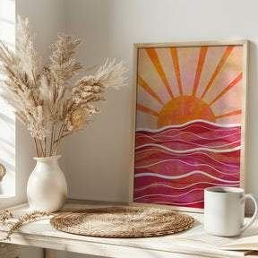 Sea Sunset Pink Poster