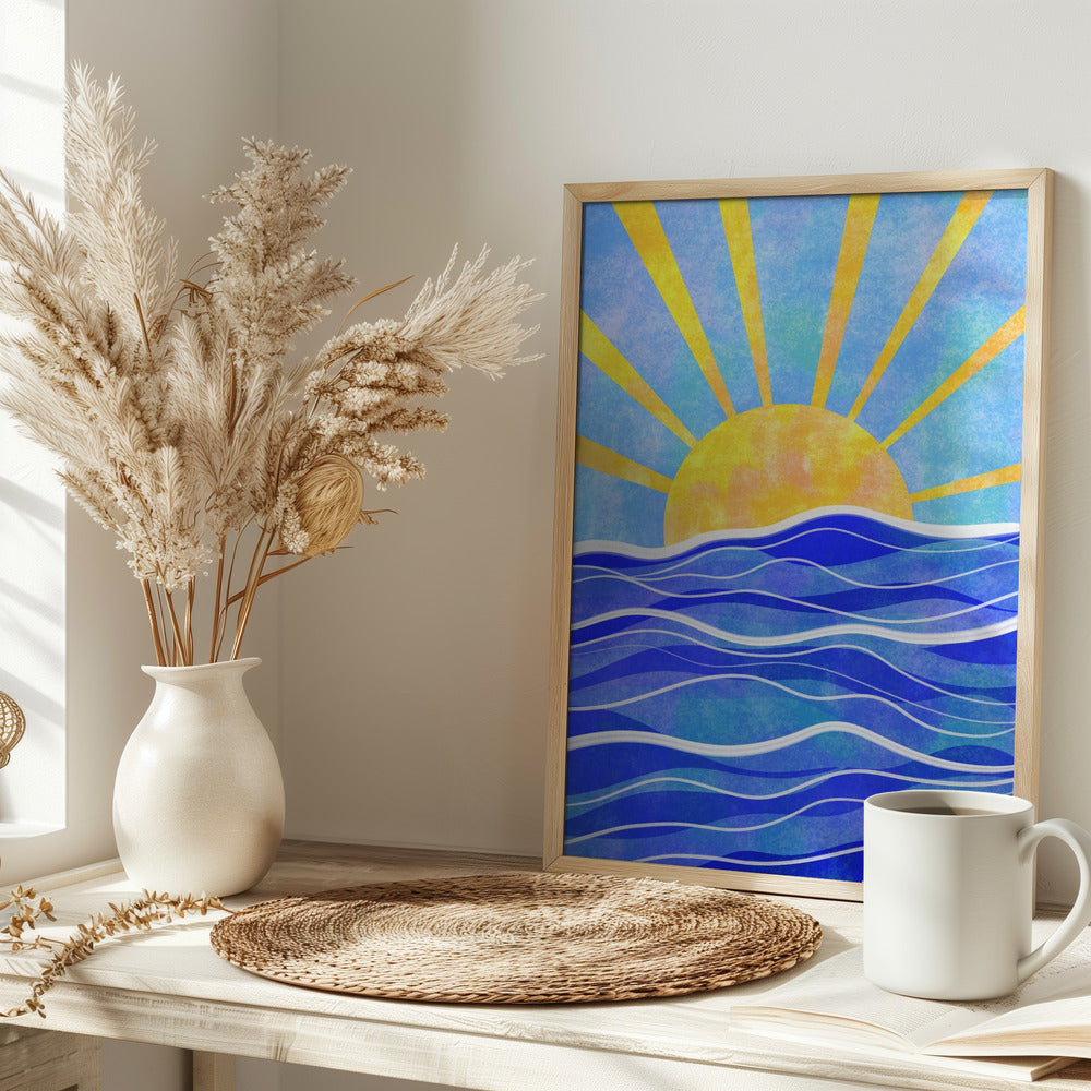 Sea Sunset Blue Poster