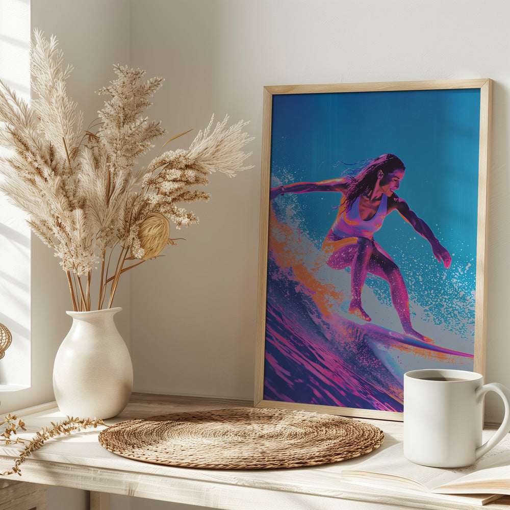 Surfing Woman Poster