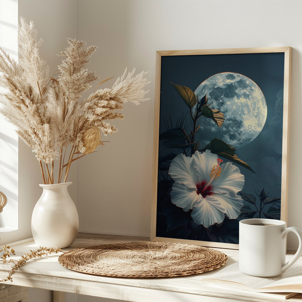 Hibiscus and the Moon Poster