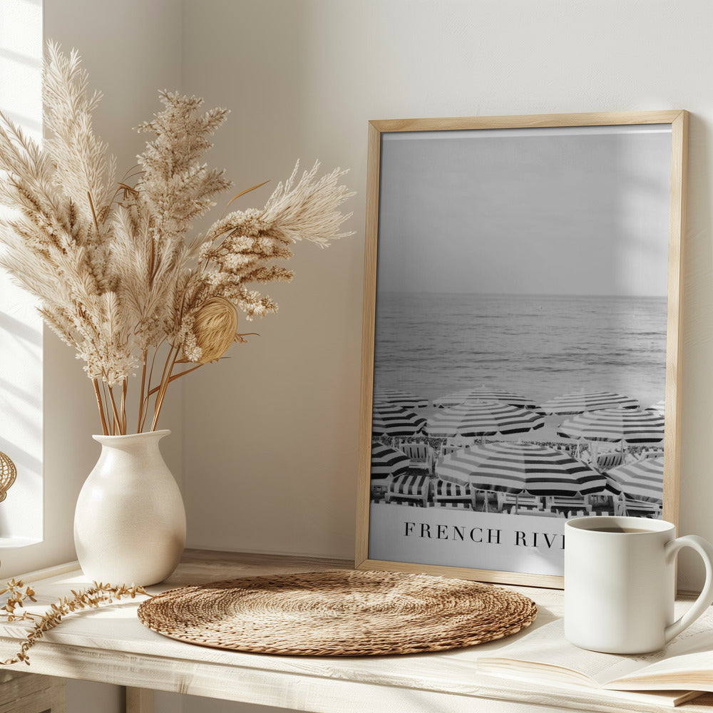 French Riviera Travel In Black and White Poster