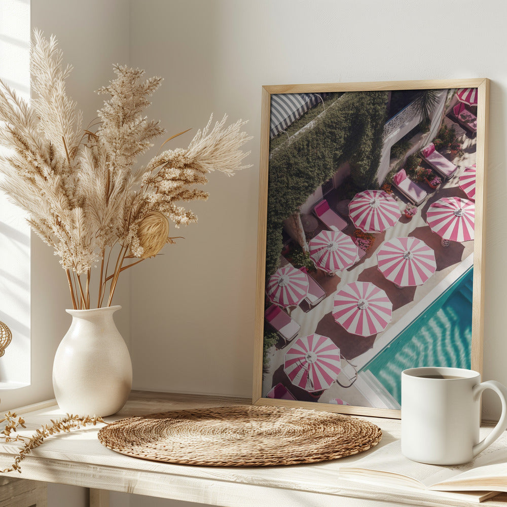 Glam Pool Pink Umbrella Poster