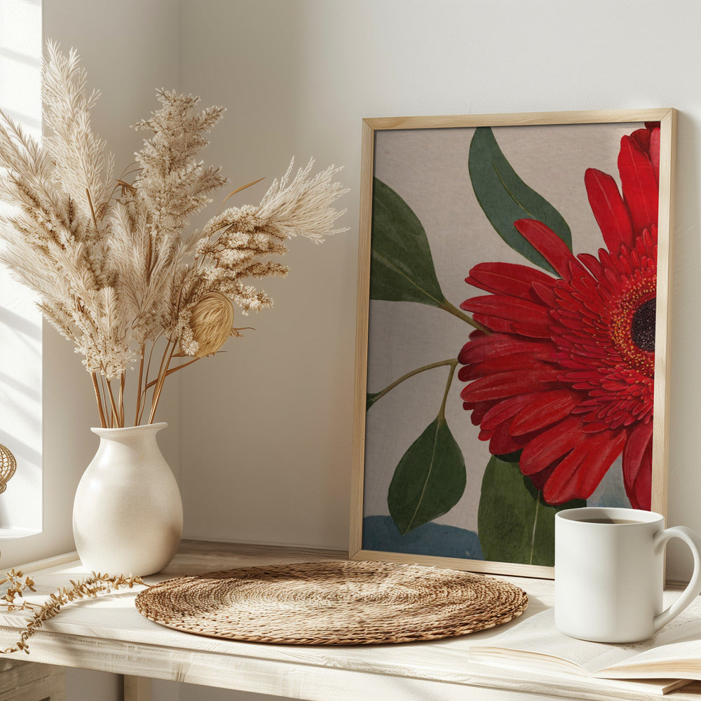 Red Gerbera Daisy Detail2 Poster