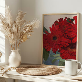 Red Gerbera Daisy Detail 3 Poster