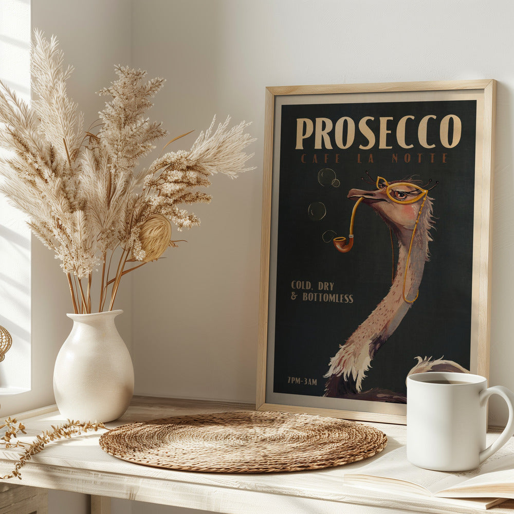 Art Deco Prosecco Wall Art Of An Ostrich Poster