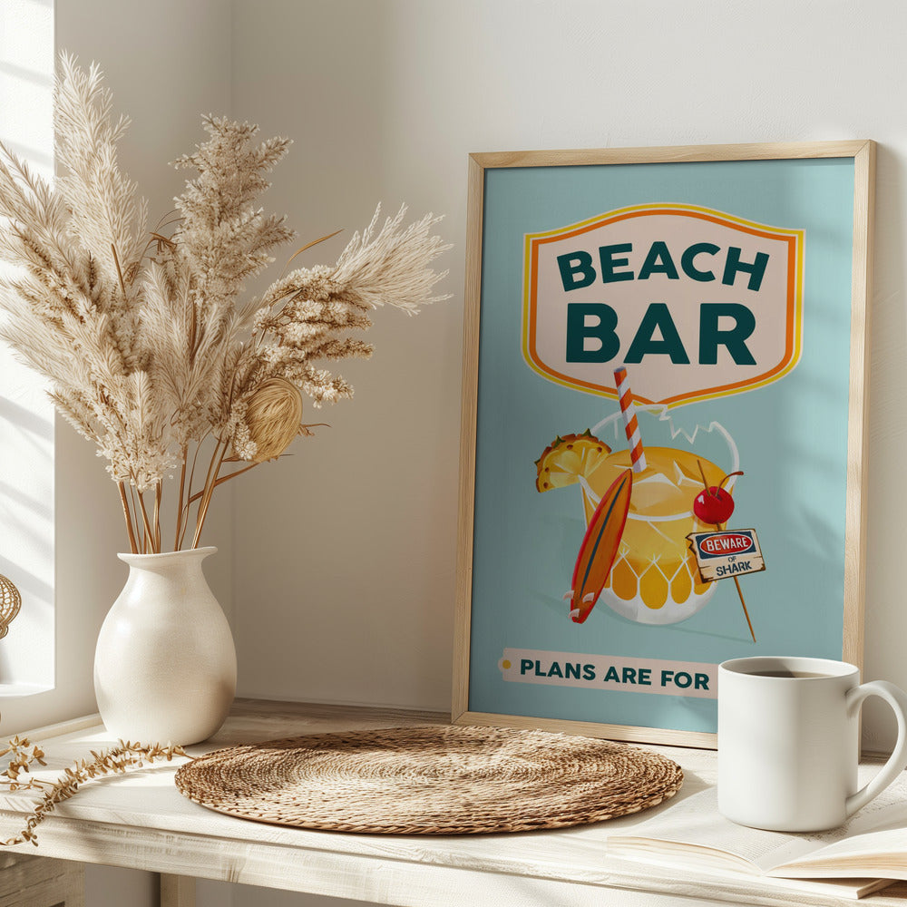 Beach Bar Summer Tropical Cocktail Bar Art Poster