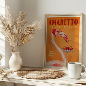 Amaretto Flamingo Art Deco Italian Cafe Travel Art Poster