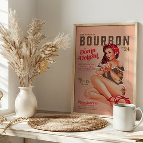 Bourbon Babes Vol 22 Vintage Pinup Girl Drinking A Cocktail Poster