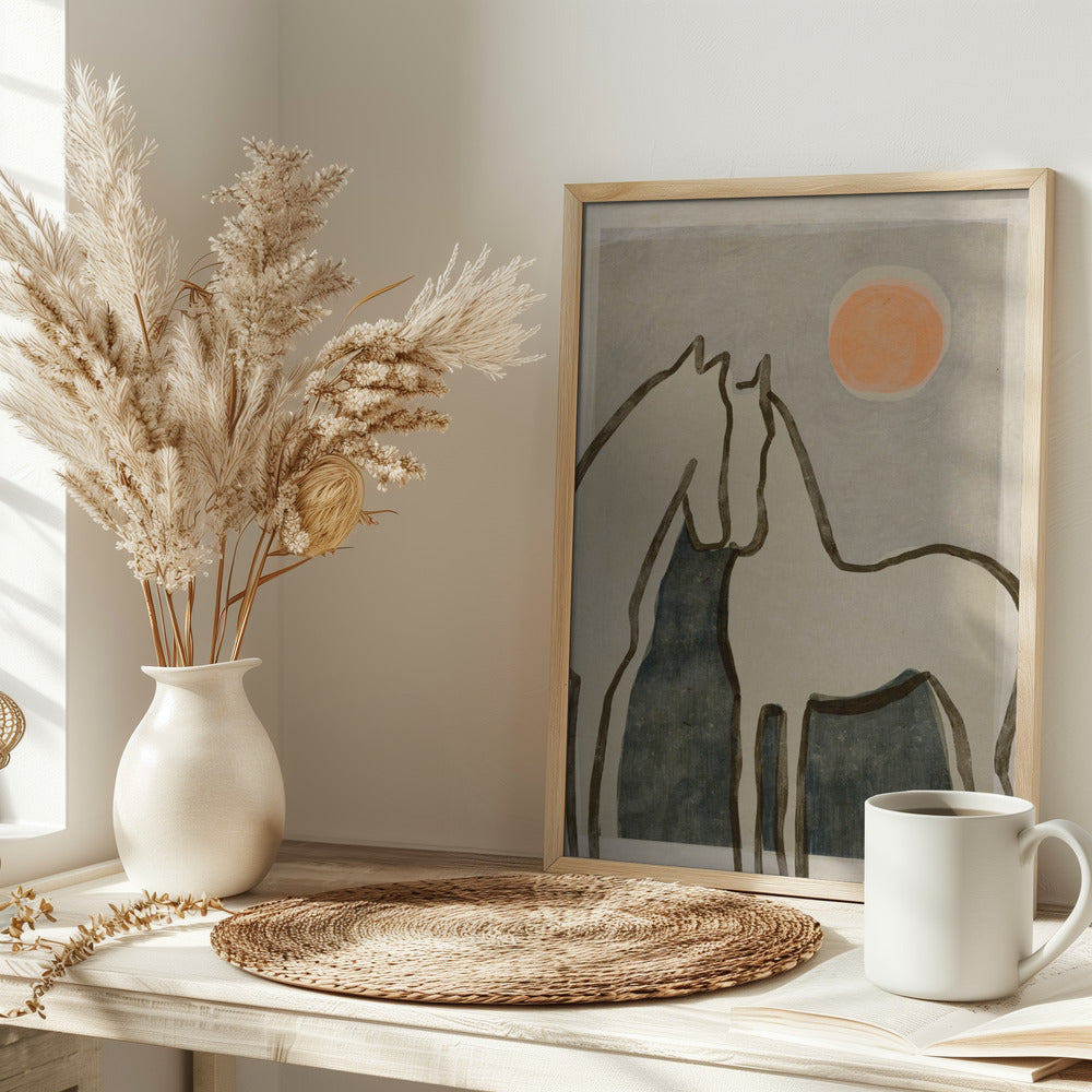 Horses at sunset Poster