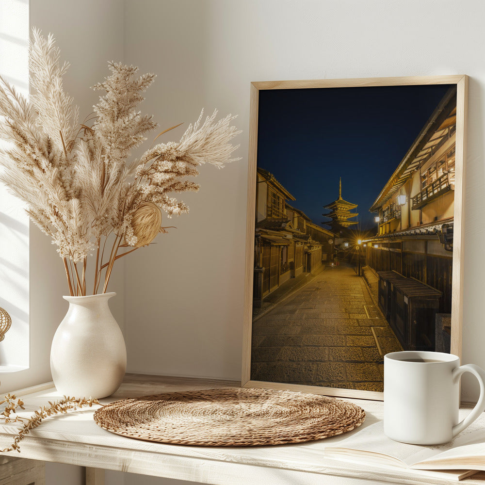 Historic Kyoto with Yasaka Pagoda in the evening Poster