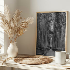 Mighty Arashiyama bamboo forest - monochrome Poster