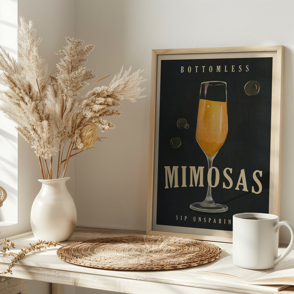 Bottomless Mimosas Art Deco Cocktail Bar Art Poster