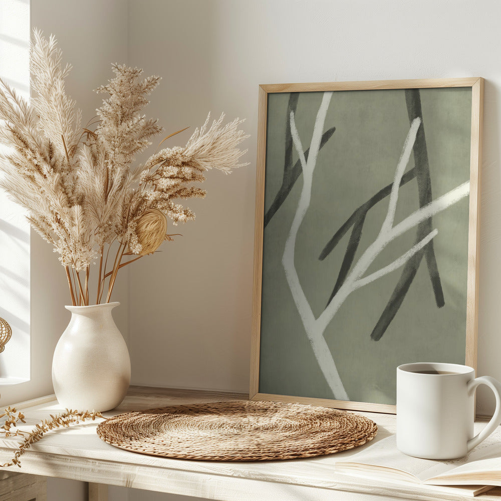 Twigs On Sage Green 1 Poster