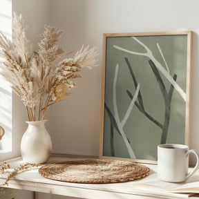 Twigs On Sage Green 2 Poster