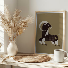 Golden Animals - Kri Kri Goat (Gold) Poster