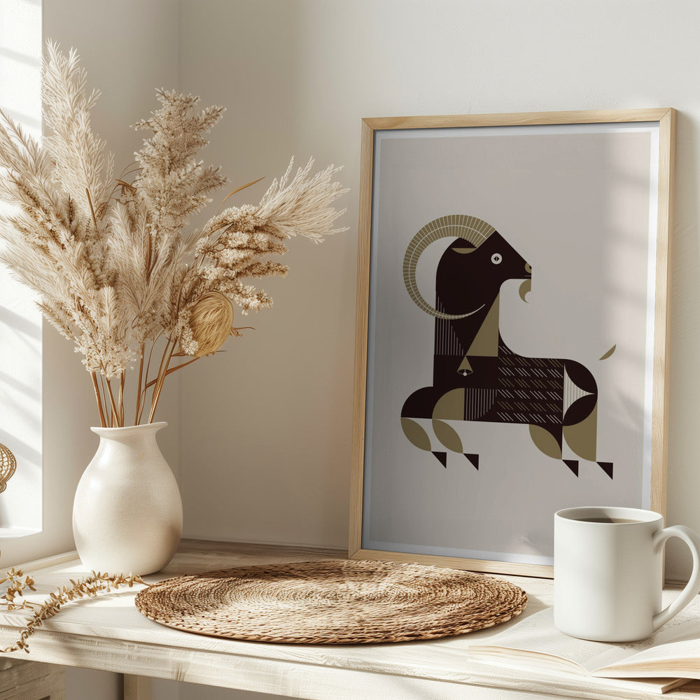 Golden Animals - Kri Kri Goat (White) Poster