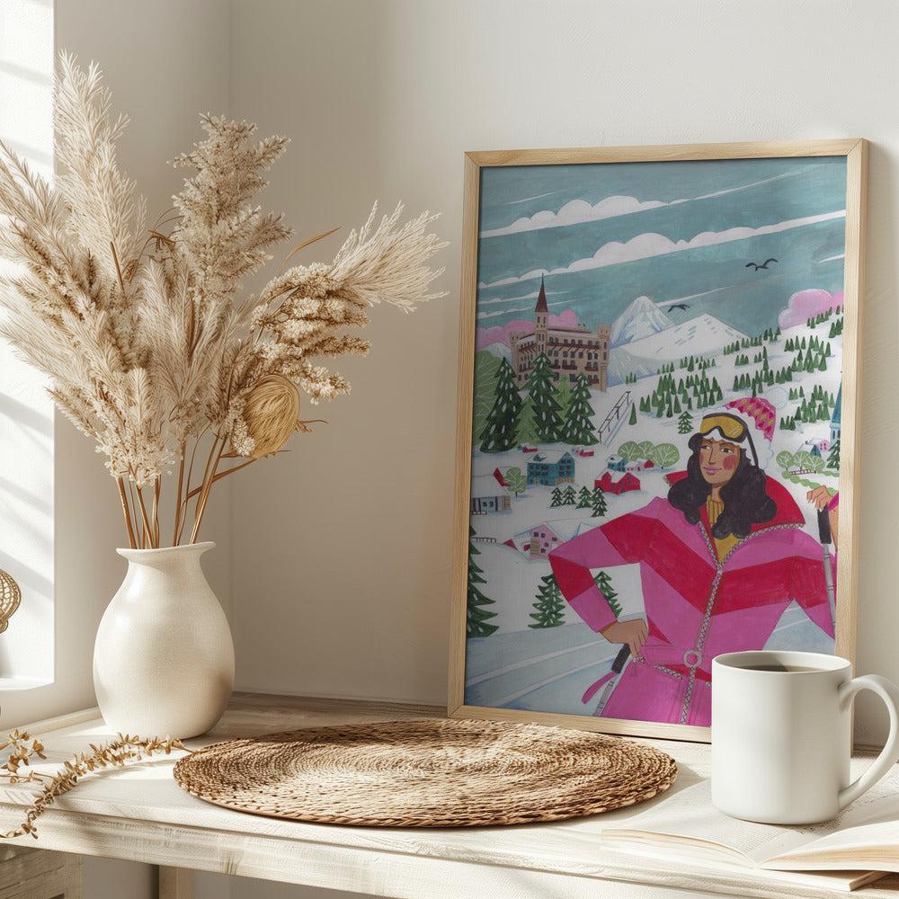 Winter Scene Woman Skiing Poster