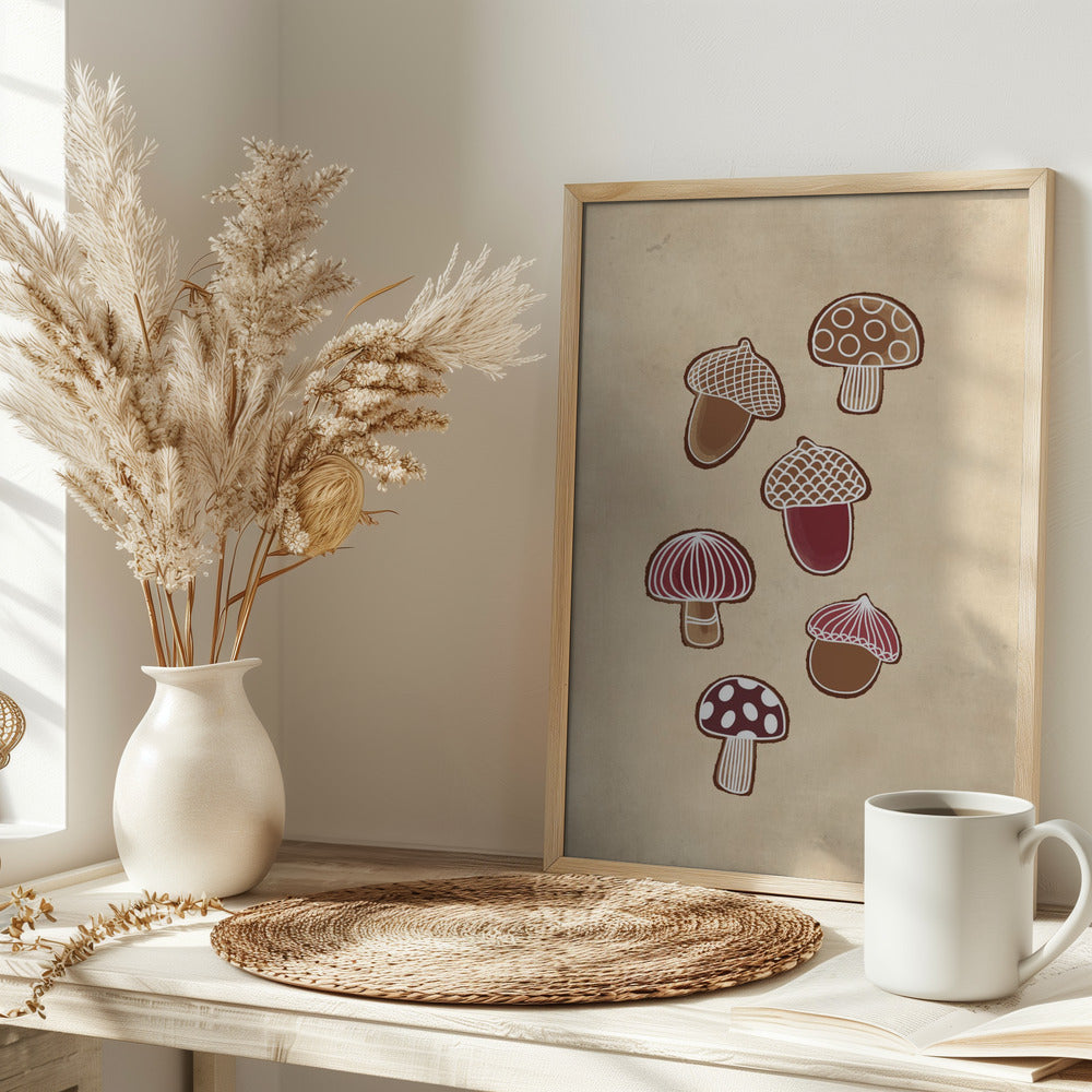 Acorn and mushroom cookies Poster