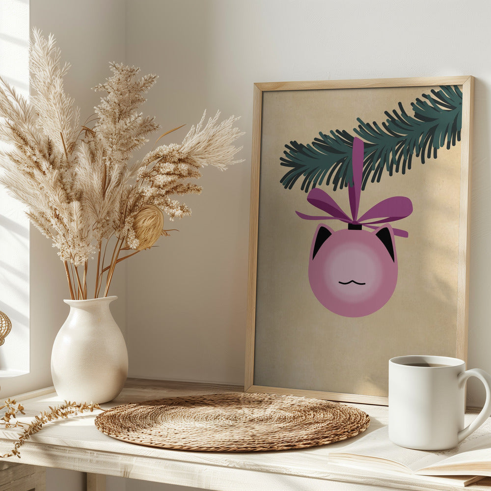 Meowry bauble pink/tan Poster