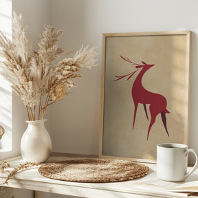 Stylized retro deer red/tan Poster