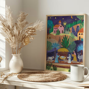 Nativity Scene starry night Poster