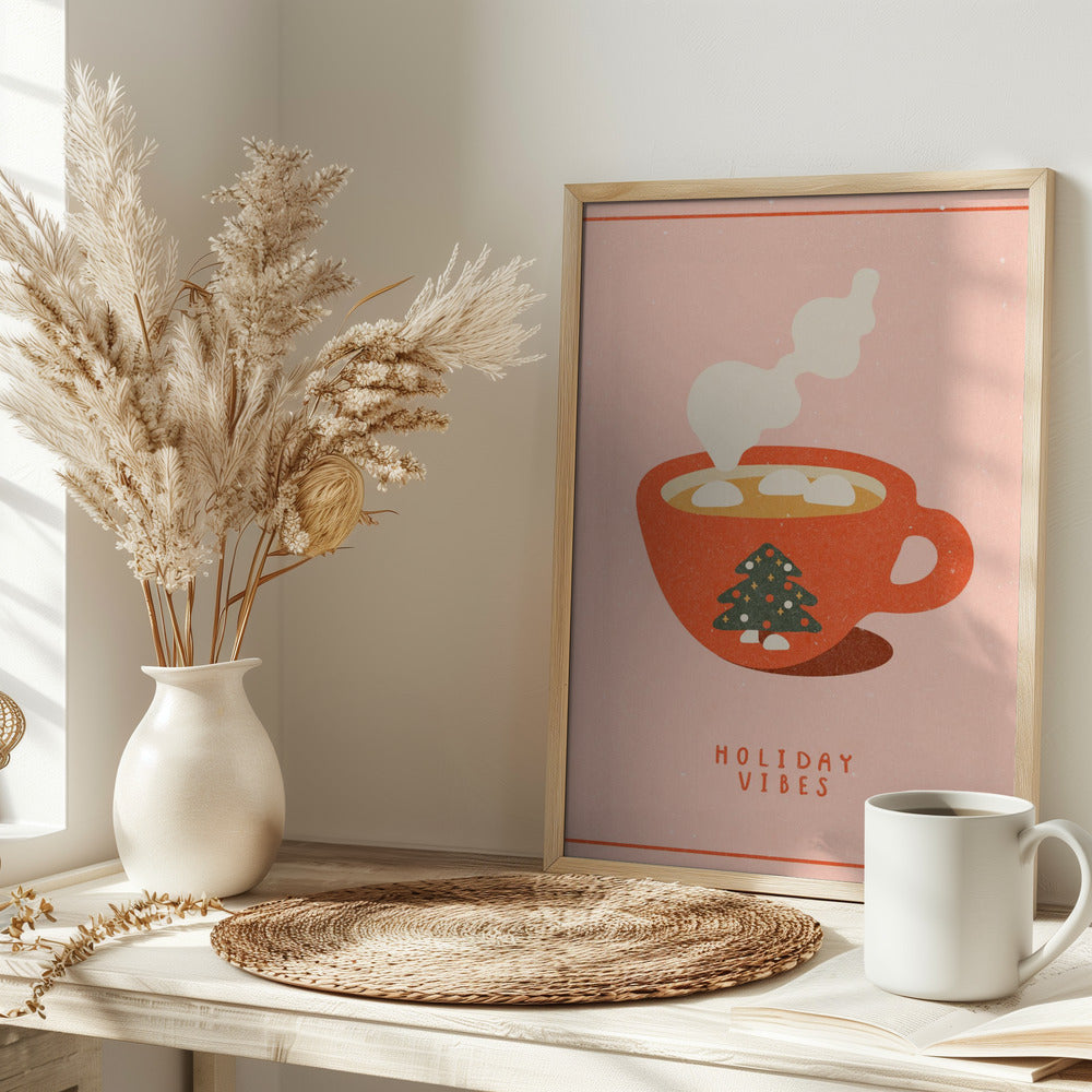Holiday vibes. A mug of hot cocoa for Christmas Poster