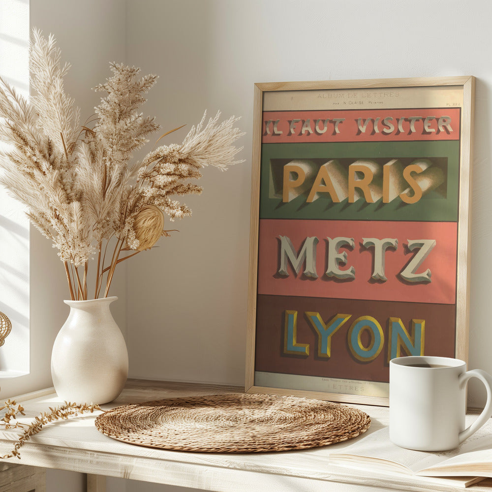 Paris Metz Lyon Poster