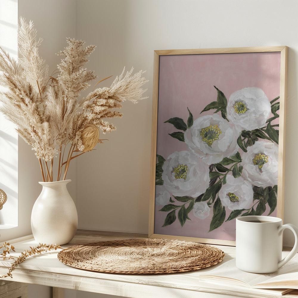 Evadne peonies in pink Poster