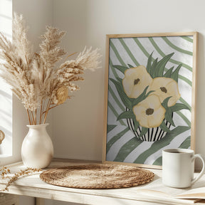 Yellow poppies in vase Poster