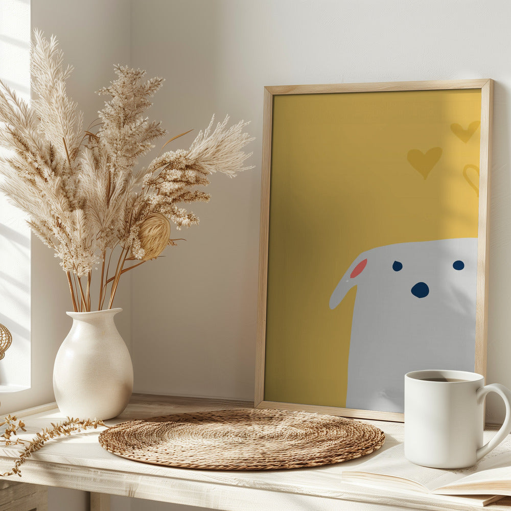 Cute Dog Yellow Poster