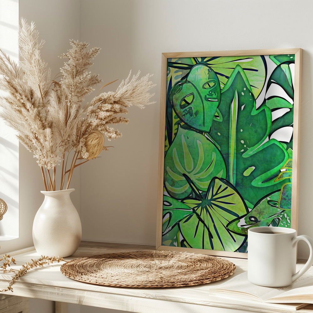 Lush Bohemian Tropical Leaves Poster