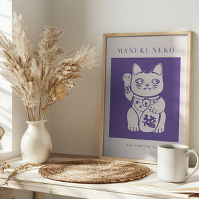 Maneki-neko Cat Purple Poster