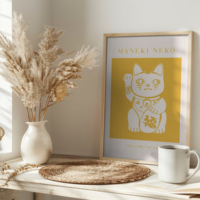 Maneki-Neko Yellow Cat Poster