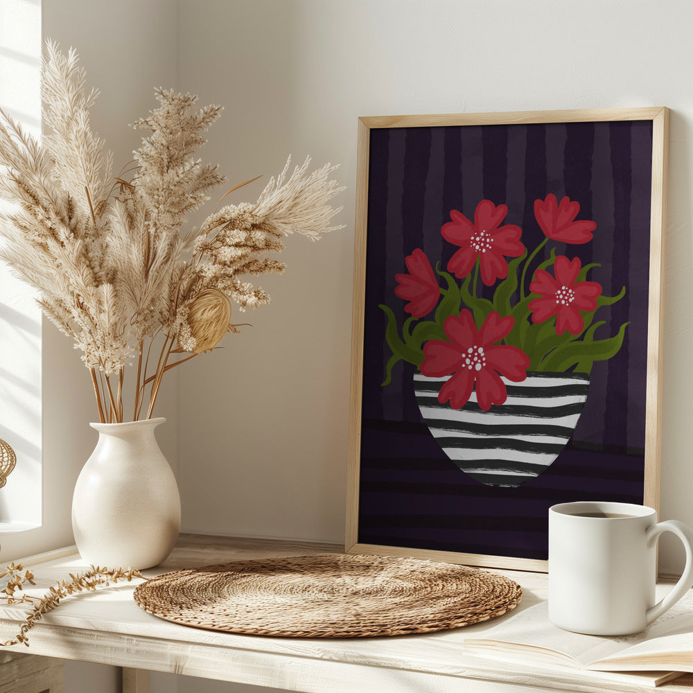 Striped Vase Poster