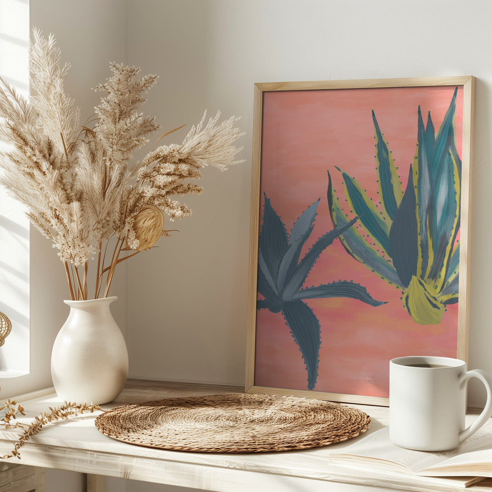 Pink Coral Cacti Poster