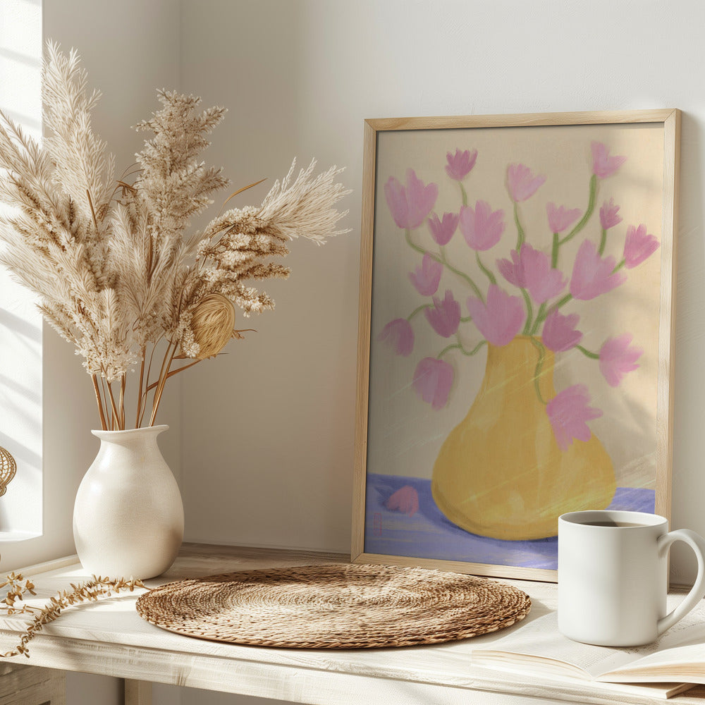 Simple Spring Blossoms In a Vase Illustration Art Poster