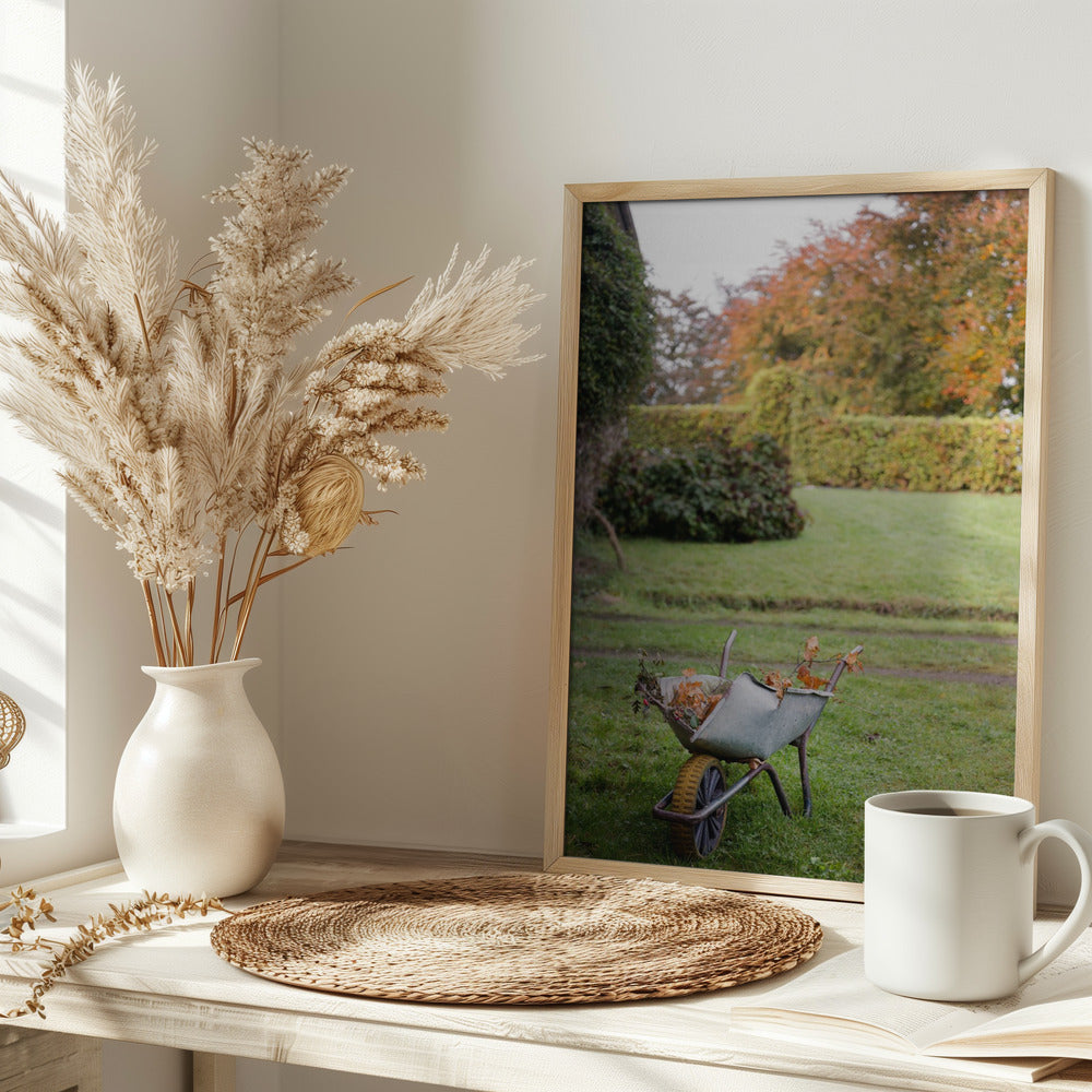 Autumn Wheelbarrow | Rustic Fall Garden Scene Poster